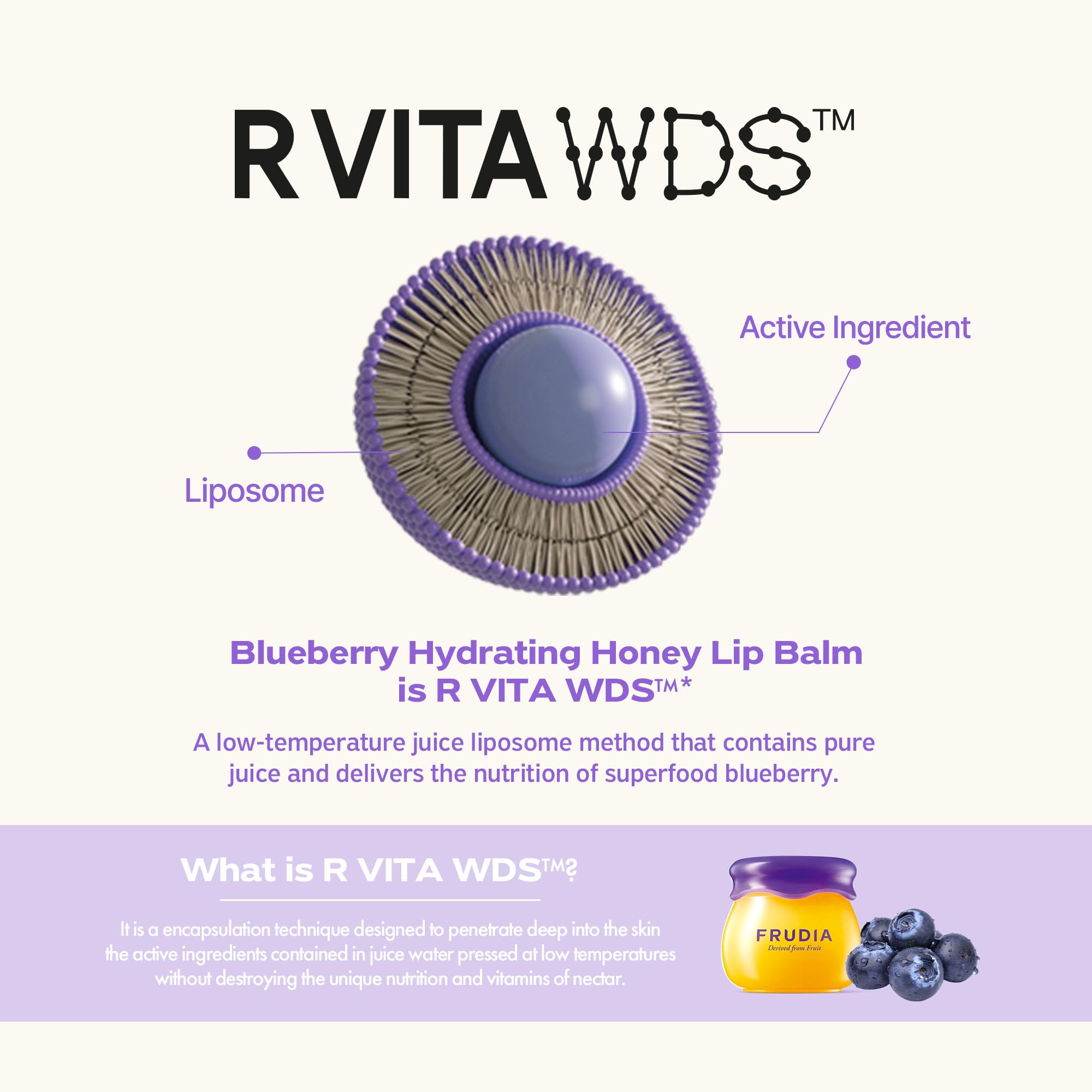 FRUDIA night-time lip care balm soothes lips overnight.
