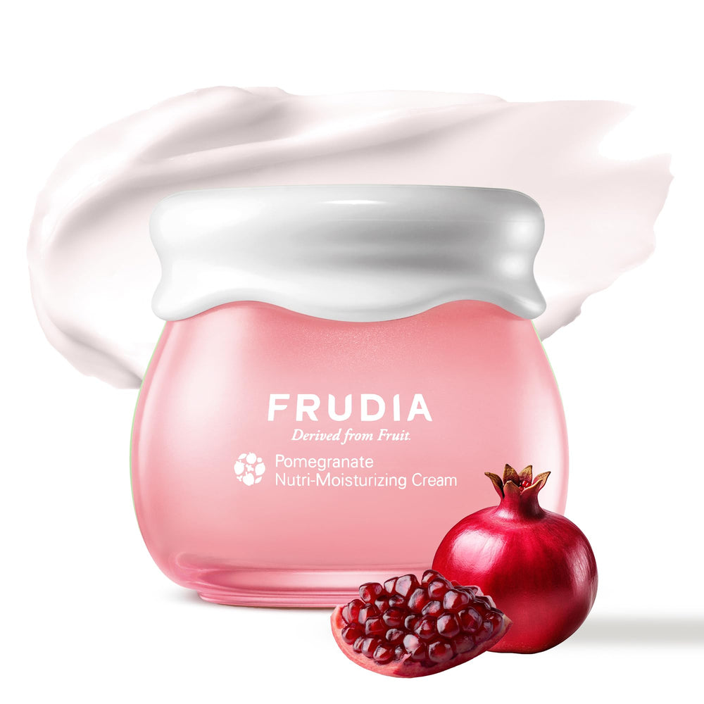 FRUDIA pomegranate extract bottle highlighting antioxidant-rich formula.
