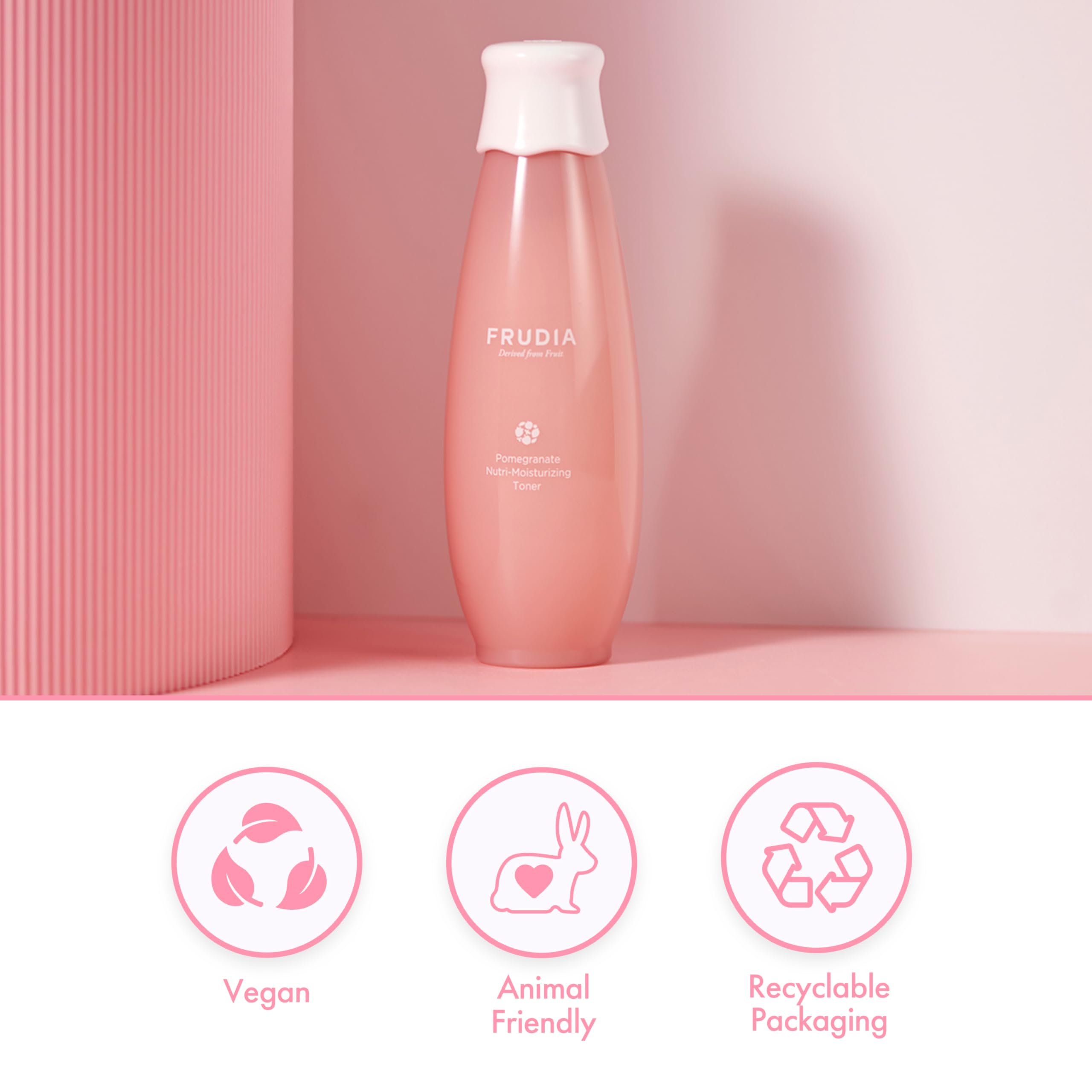 FRUDIA Pomegranate toner swirls on skin to show water-gel texture