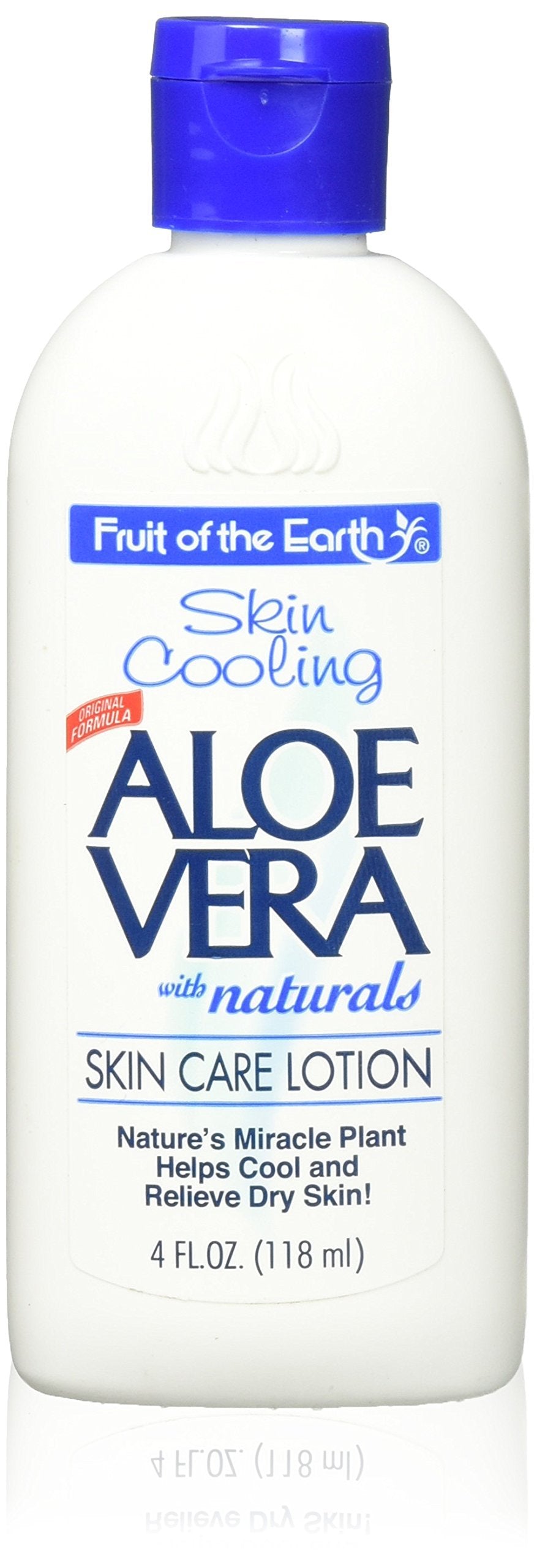 Fruit of the Earth Aloe Vera Lot 4 oz bottle close-up for smooth skin