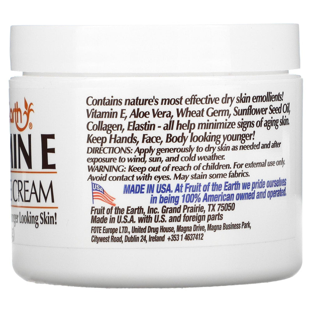 Fruit of the Earth Bogo Cream Vitamin-E 4oz jar close-up showing creamy blend for face and body.