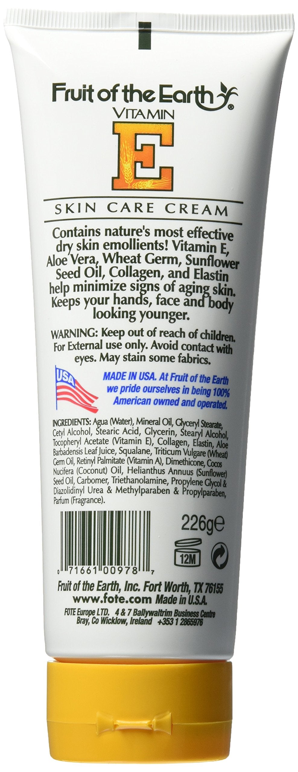 Fruit of the Earth Vitamin-E Cream texture closeup highlighting rich emollients for smoother skin.