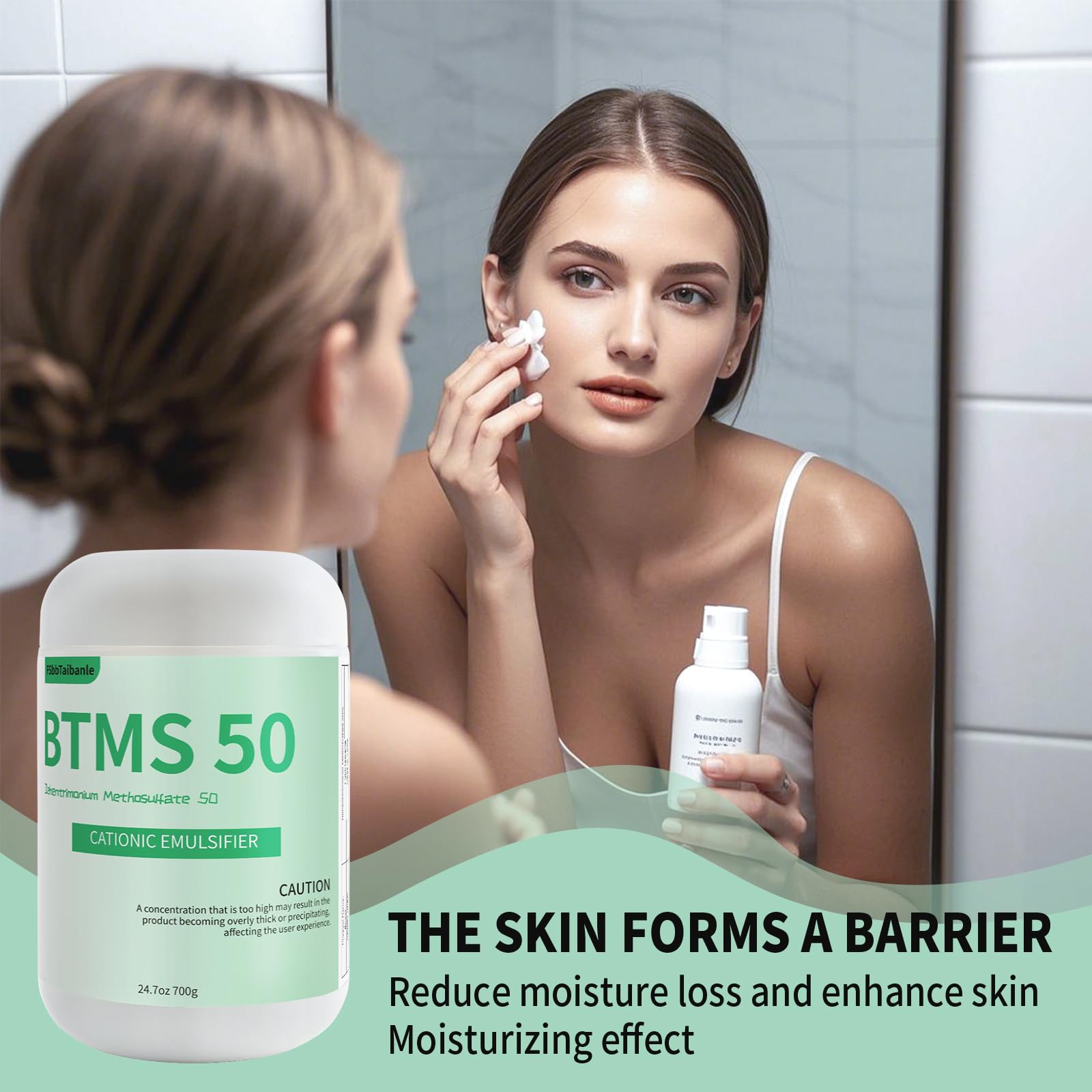 Leave-in conditioner jar with FSbbTaibanle BTMS 50 for silky hair