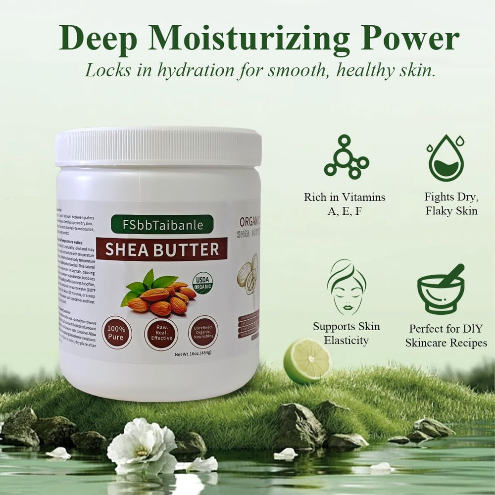 FSbbTaibanle shea butter texture close-up, creamy ivory richness ideal for moisturizers.