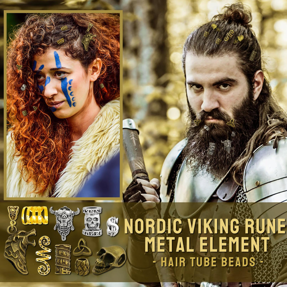 Fscwlmon Norse runes tube beads add mystical flair to hair and beard
