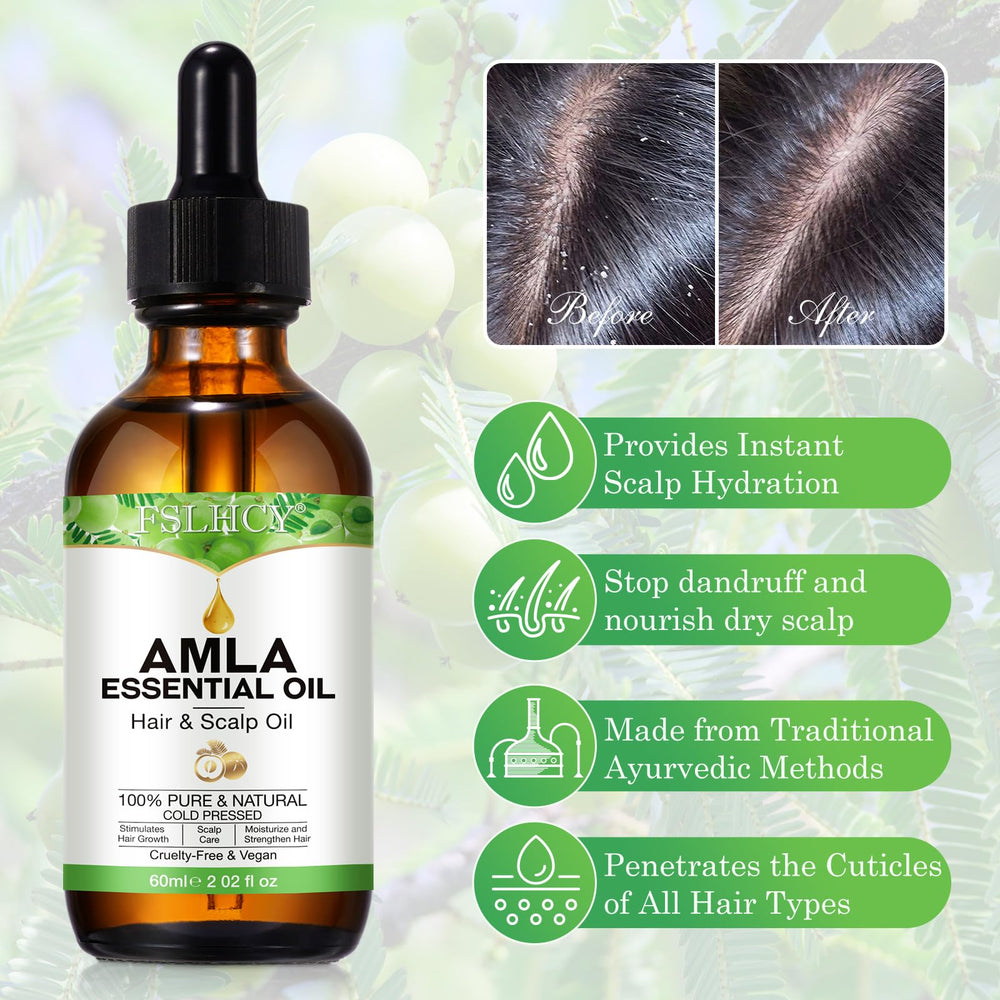 FSLHCY Amla Oil scalp application for targeted nourishment.