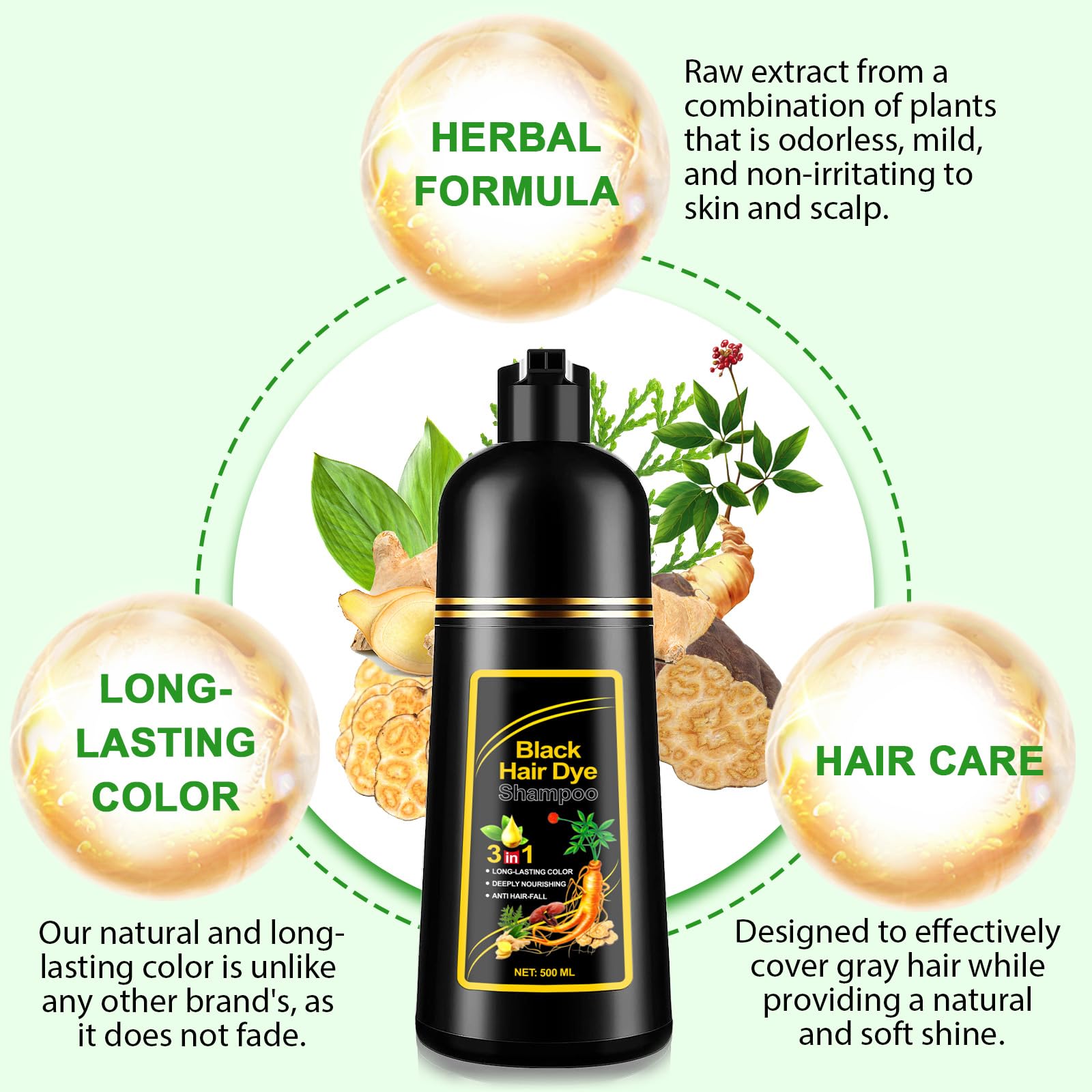 FSLHCY color result on hair appears natural dark brown after use.