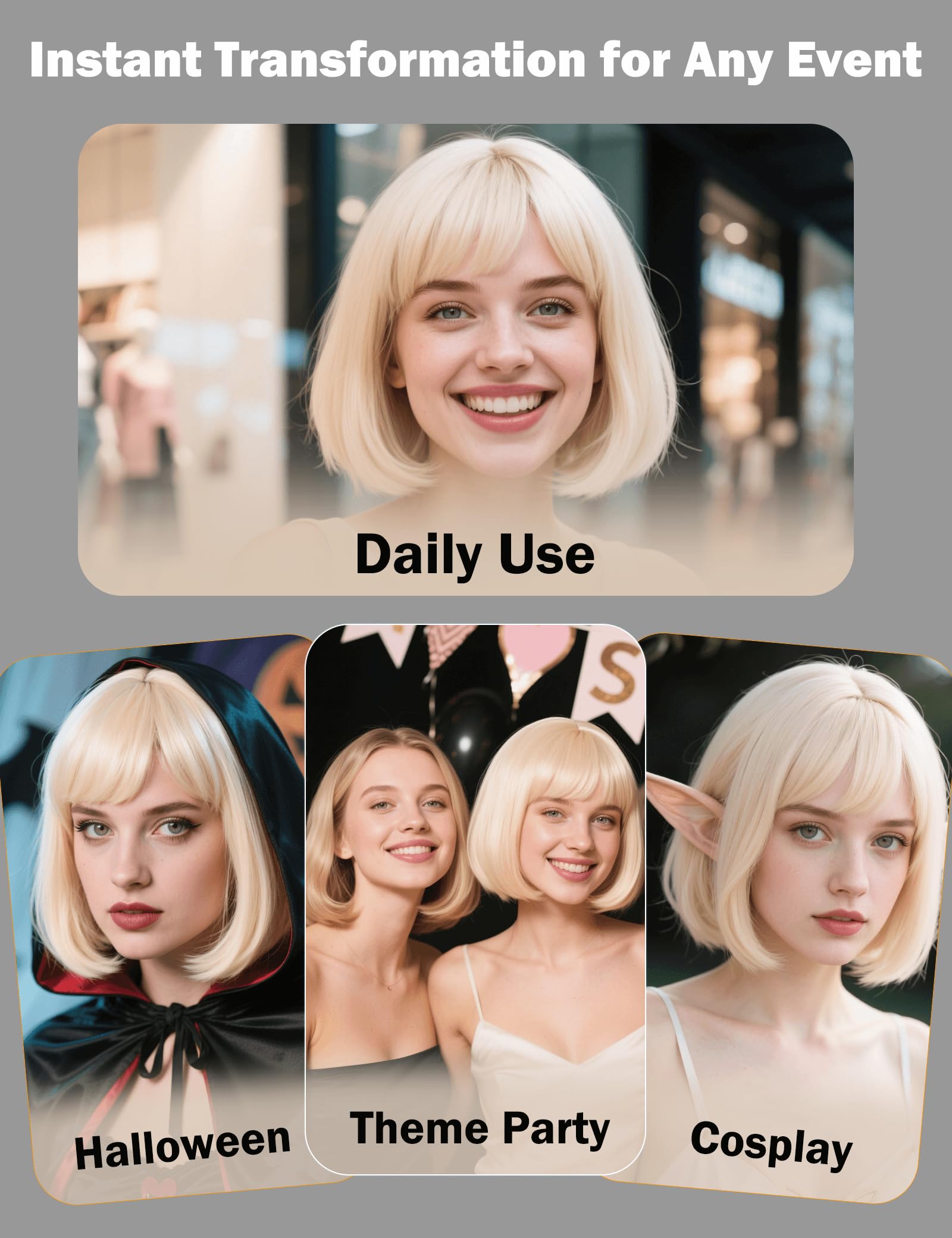 FSLLZCJY Blonde Bob Wig silky fibers mimic natural movement and bounce