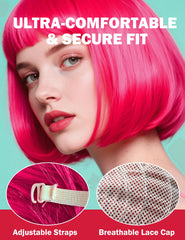 FSLLZCJY pink bob wig enables low-heat styling versatility