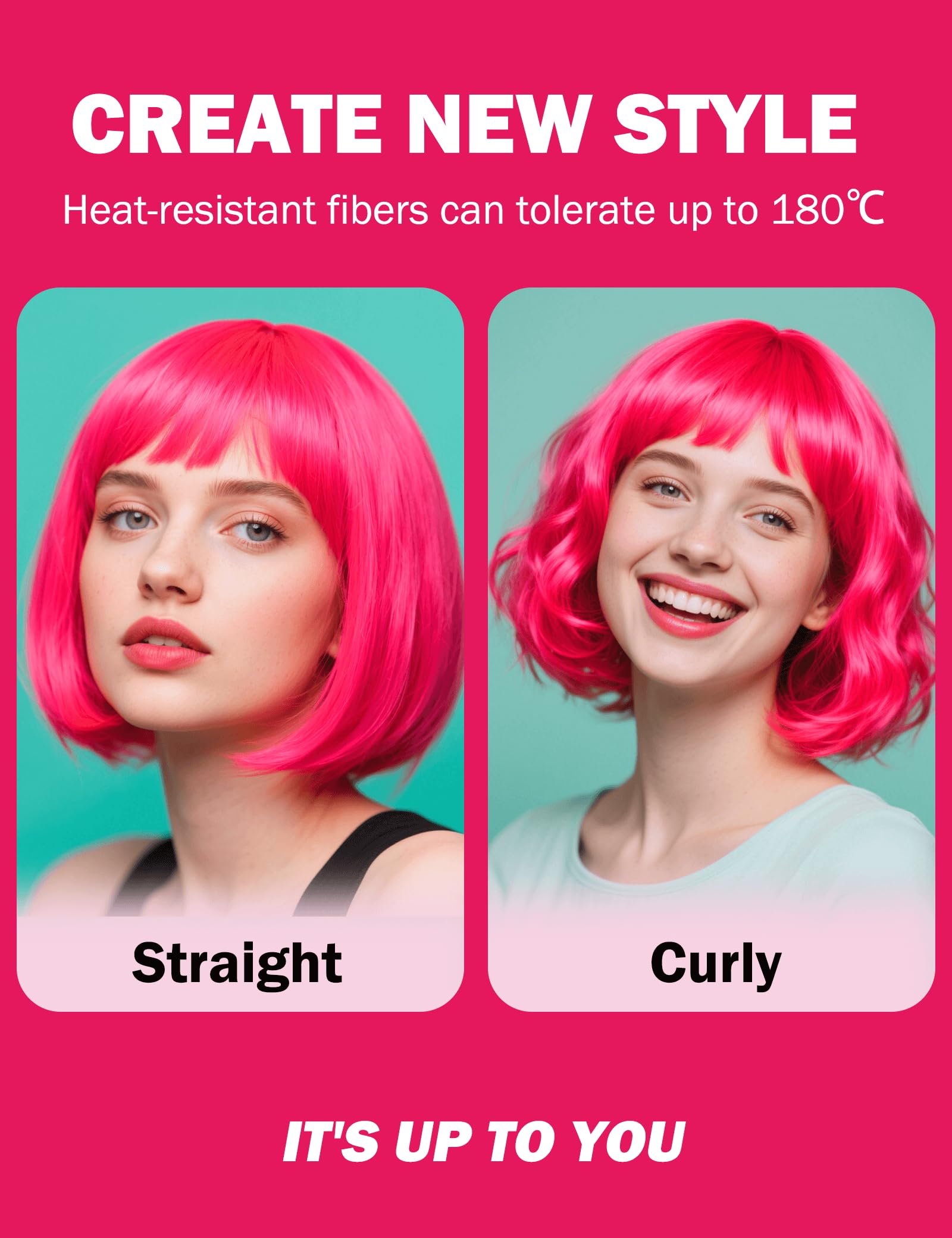 FSLLZCJY pink bob wig delivers realistic movement with fibers