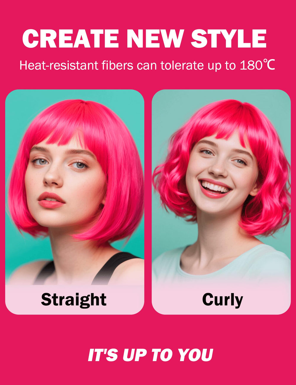 FSLLZCJY pink bob wig delivers realistic movement with fibers