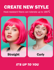 FSLLZCJY pink bob wig delivers realistic movement with fibers