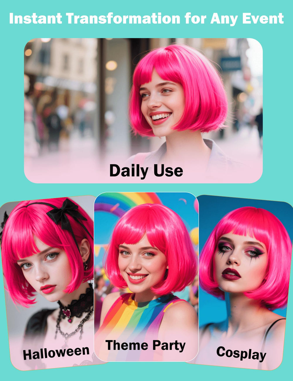 FSLLZCJY pink bob wig stays glossy and tangle-free