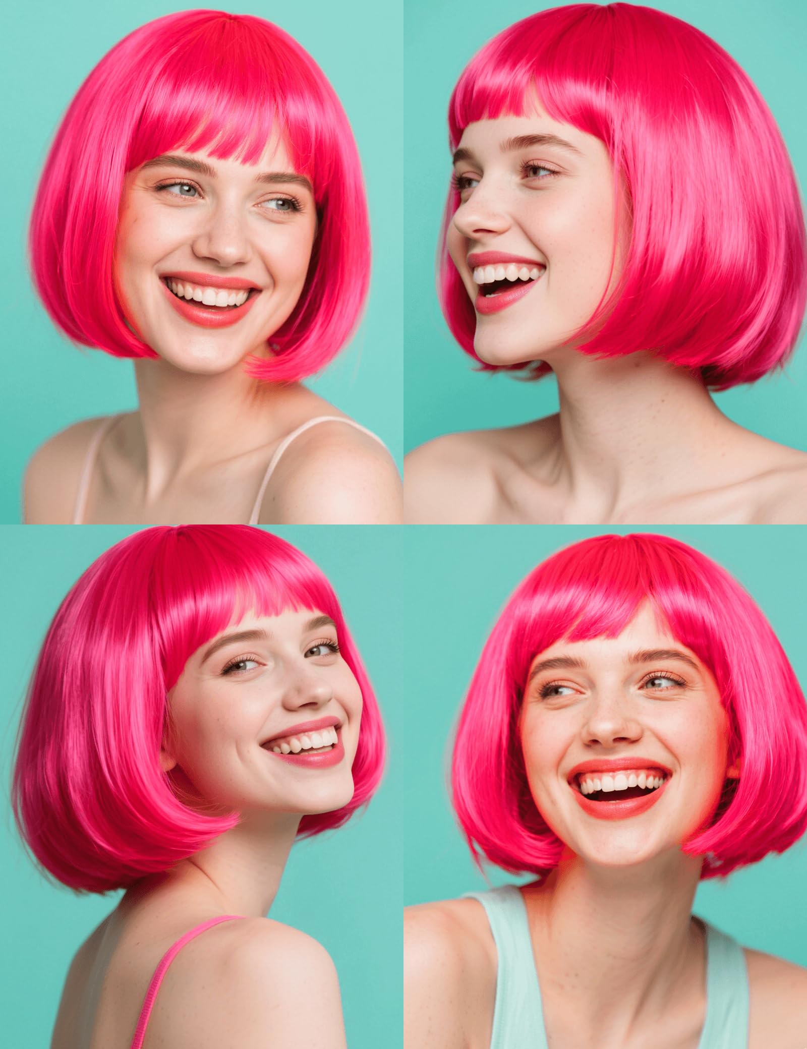 FSLLZCJY pink bob wig complements bold outfits and makeup