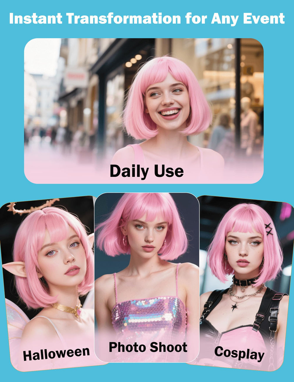 FSLLZCJY cosplay-ready pink wig elevates outfits from casual to dramatic