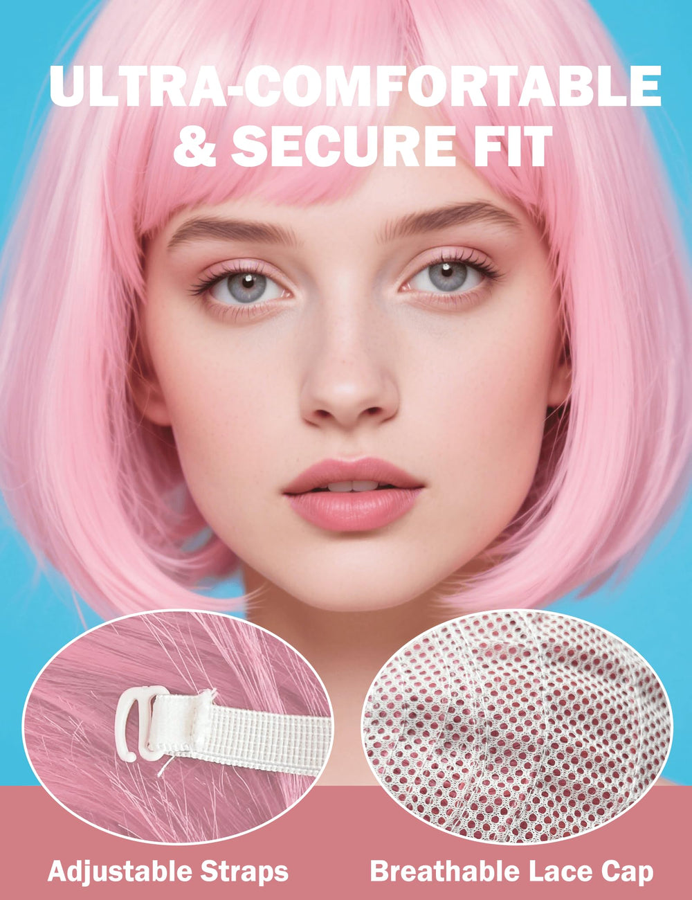 FSLLZCJY pink wig heat-resistant fibers allow styling with low heat for flexible looks