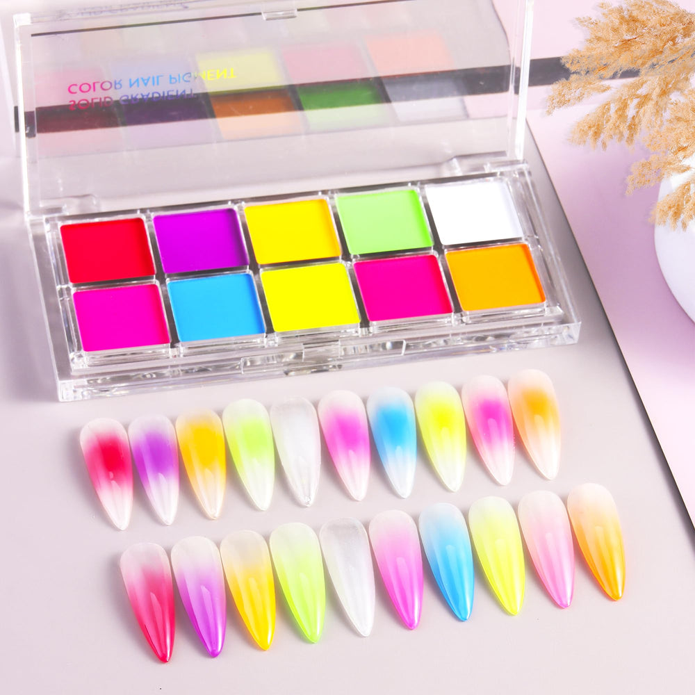 FSpronail sponge sticks paired with neon pigments for precise gradient application.