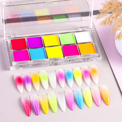 FSpronail sponge sticks paired with neon pigments for precise gradient application.