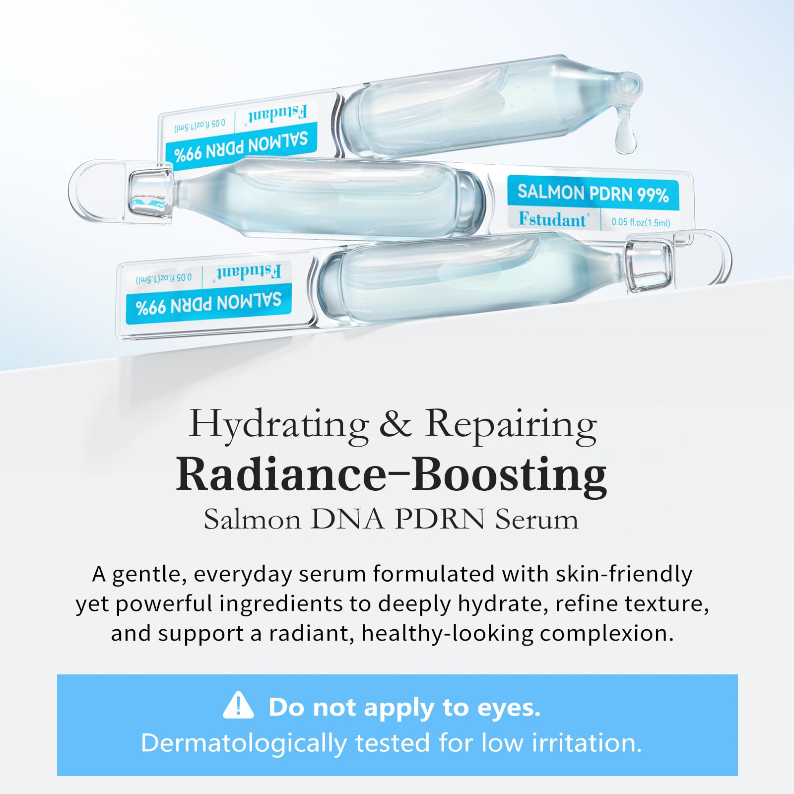 Fstudant serum application glow close-up illustrates smooth, radiant skin after use.