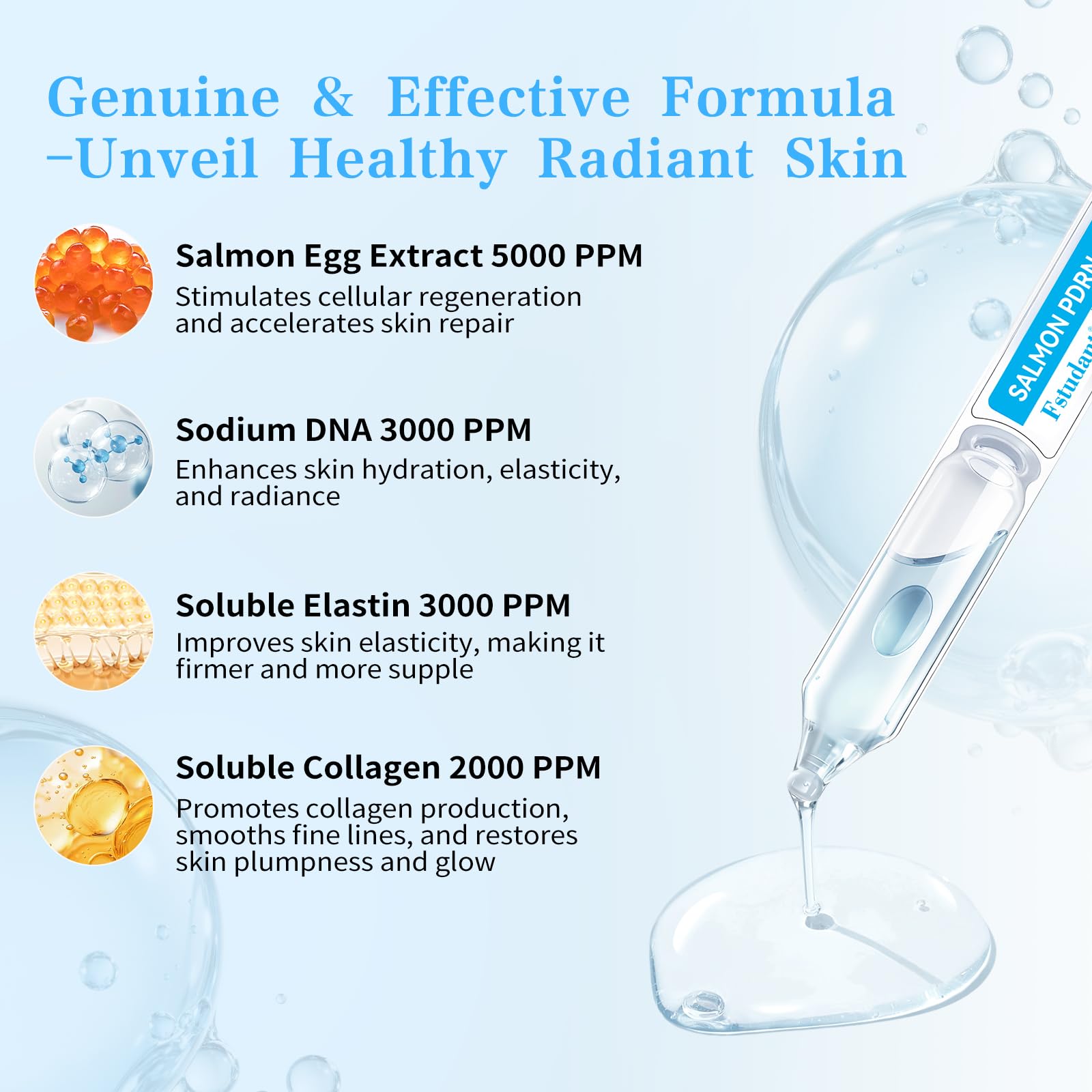 Fstudant single-use ampoules pack demonstrates hygienic, fresh-delivery for targeted treatment.