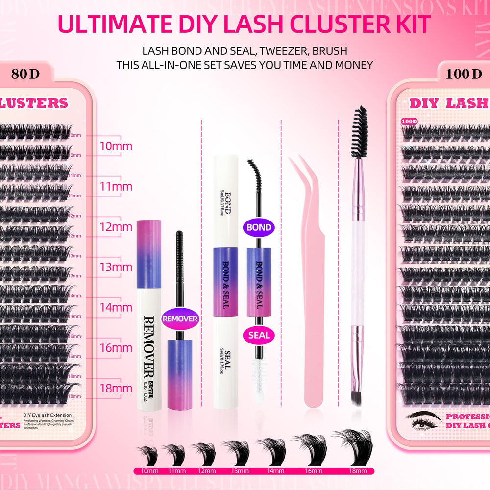 FTBZCF Lash Clusters Kit plant fibers 0.06D for natural look