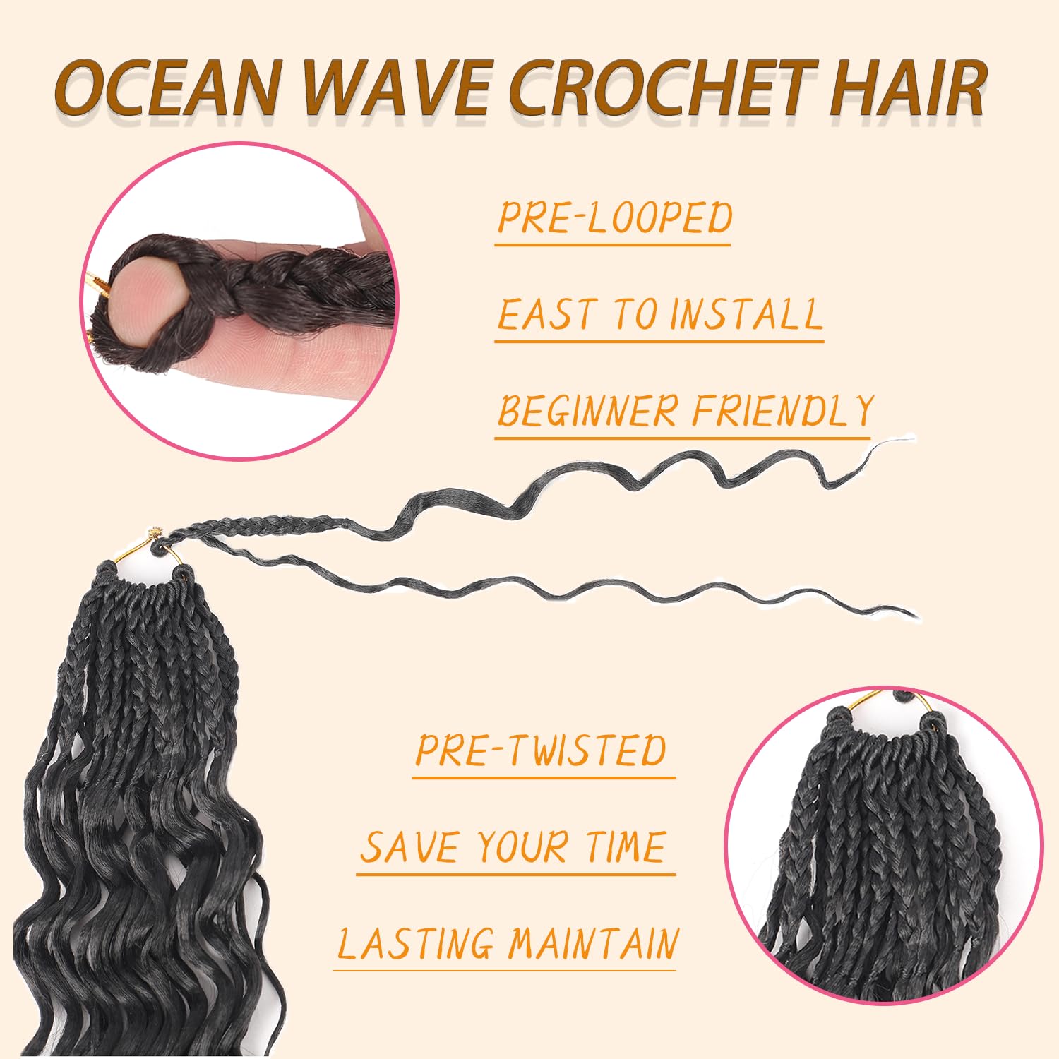 Fuchangzai Ocean Wave deep wave 18-inch length for versatile styling.