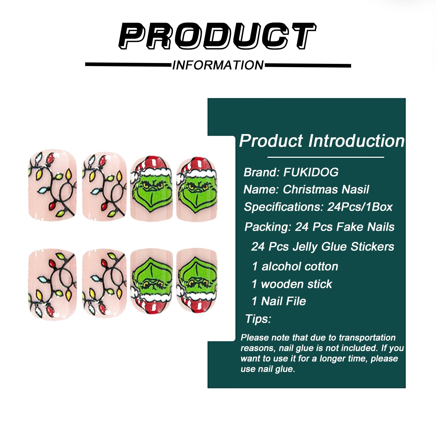 FUKIDOG glossy artificial nails deliver a salon-style finish.
