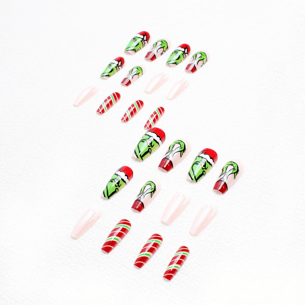 FUKIDOG long coffin nails with glossy sparkly finish