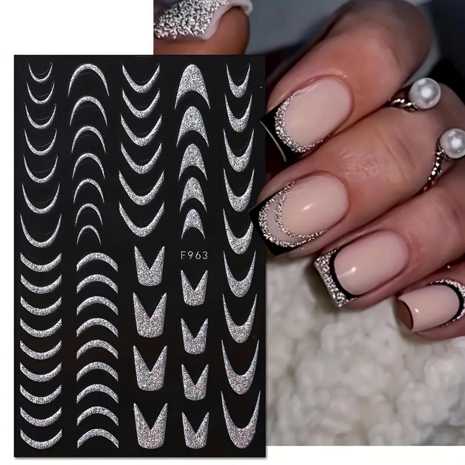 FUKIDOG six-sheet nail art pack with curved line accents