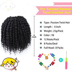 Fulcrum Passion Twist 6inch curly-ends closeup emphasizes easy installation.
