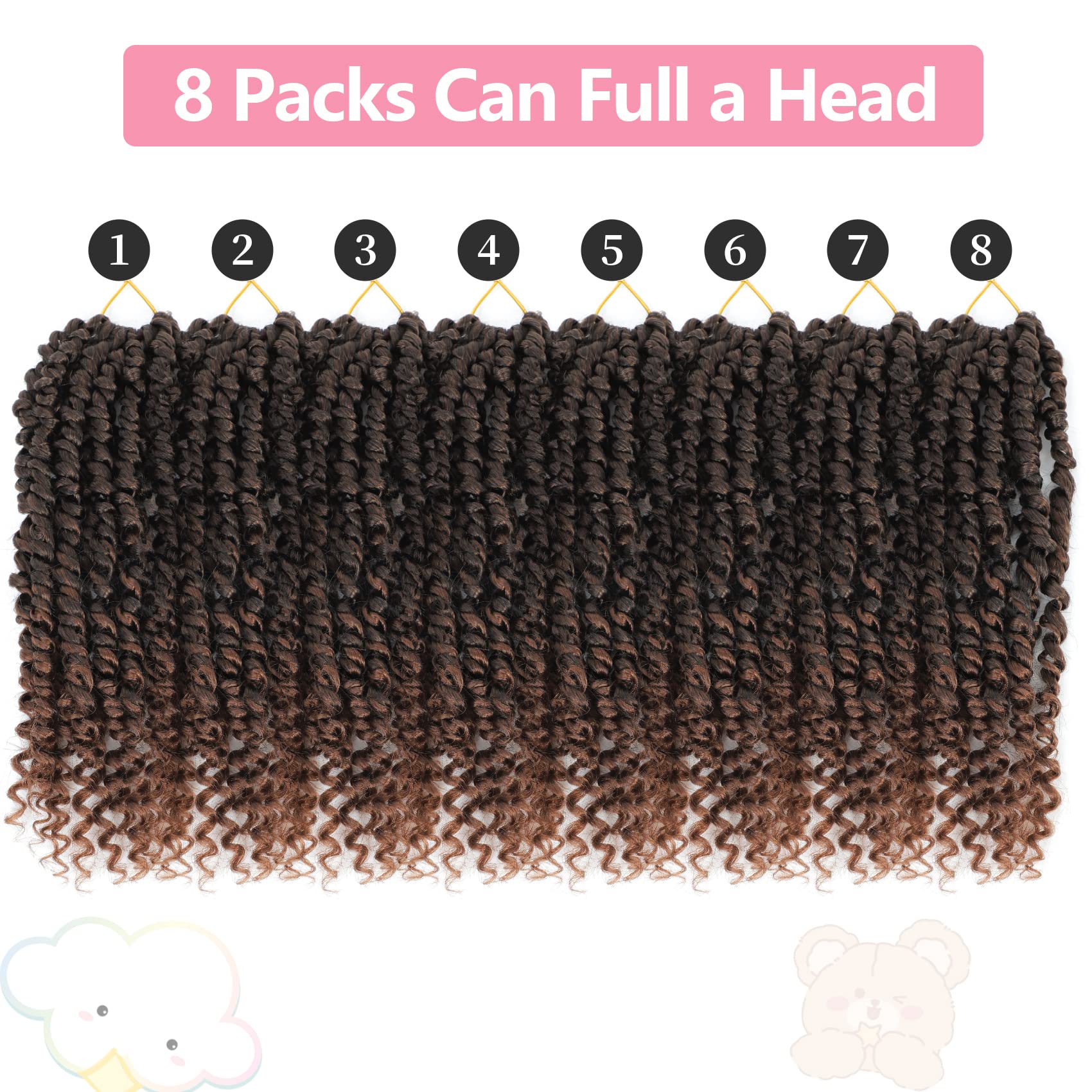 Curly ends detail on Fulcrum Passion Twist for natural movement.