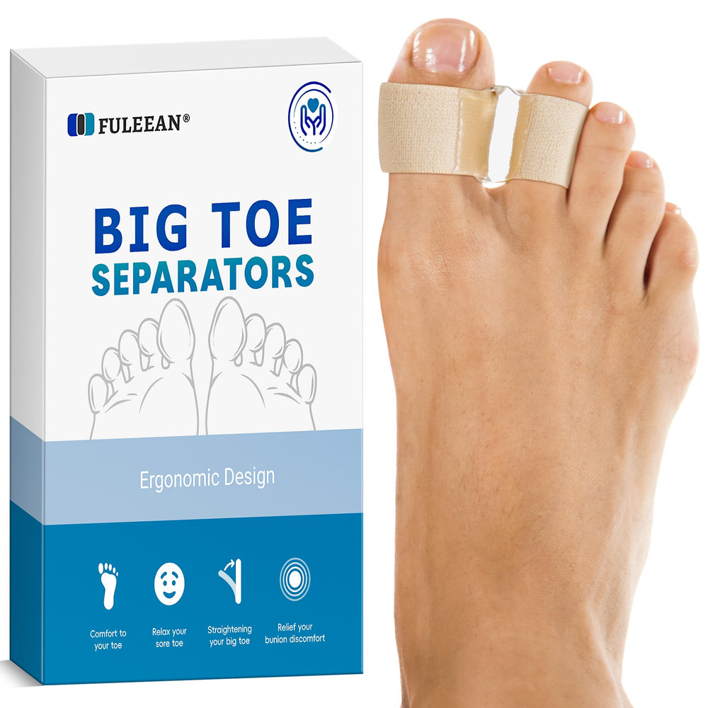 FULEEAN Big Toe Spacer 2 Loops beige packaging supports toe alignment and comfort.
