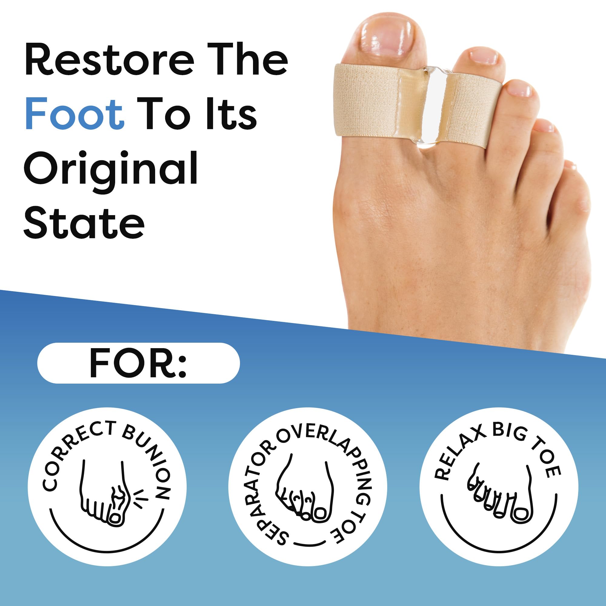 FULEEAN Big Toe Spacer 2 Loops close-up shows soft gel material gentle on skin.