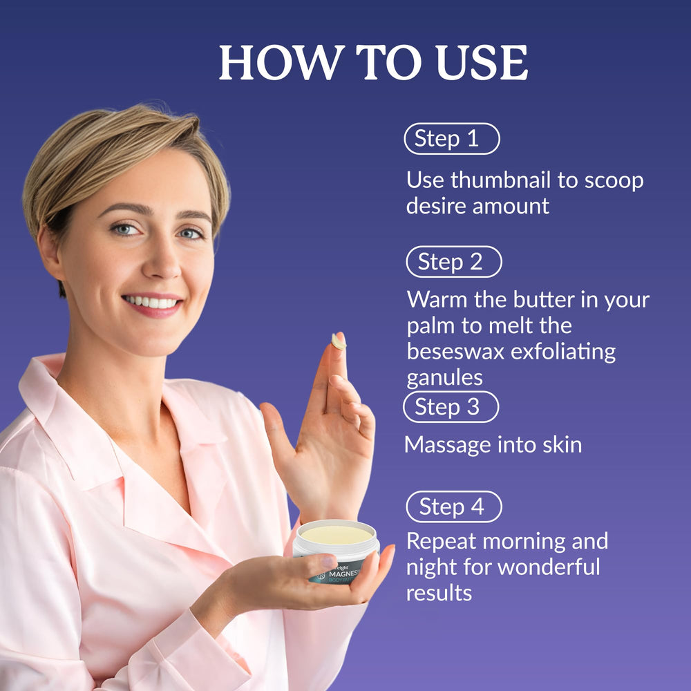 Full Eight Magnesium Body Butter with lavender aroma enhances tranquility during use.