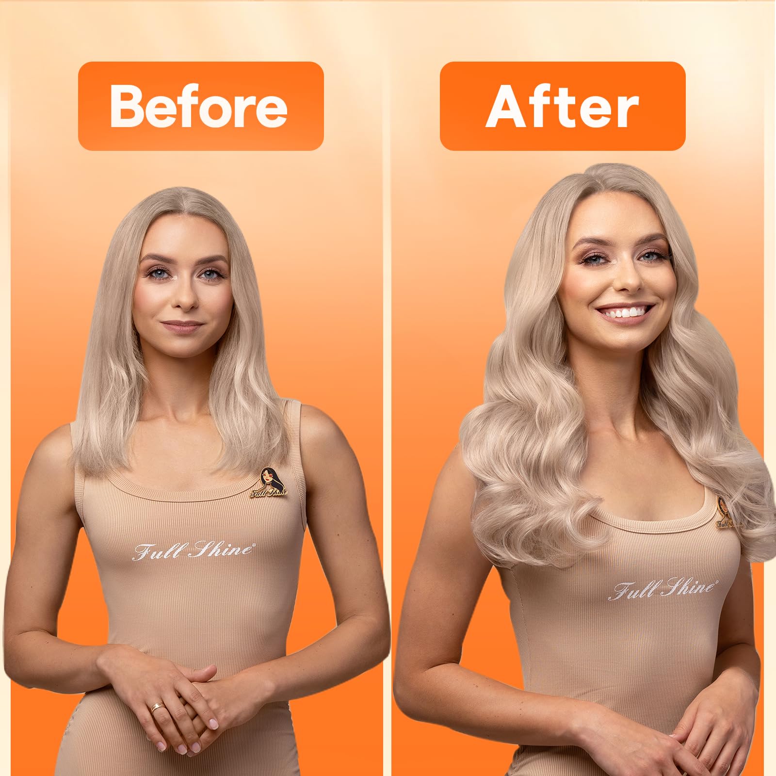 Full Shine invisible seamless blend with natural hair