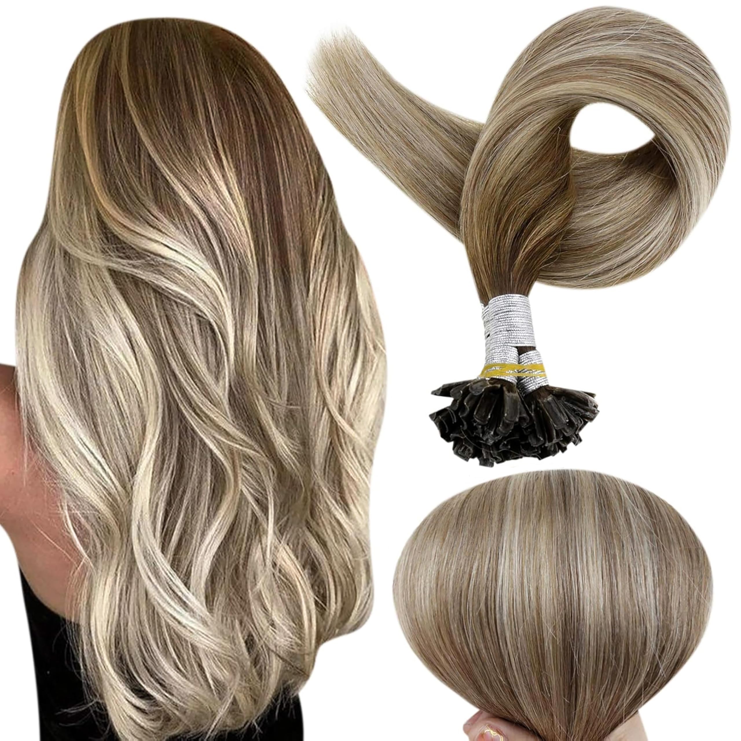 Full Shine K Tip extensions closeup keratin tip showing authentic fusion for natural blends