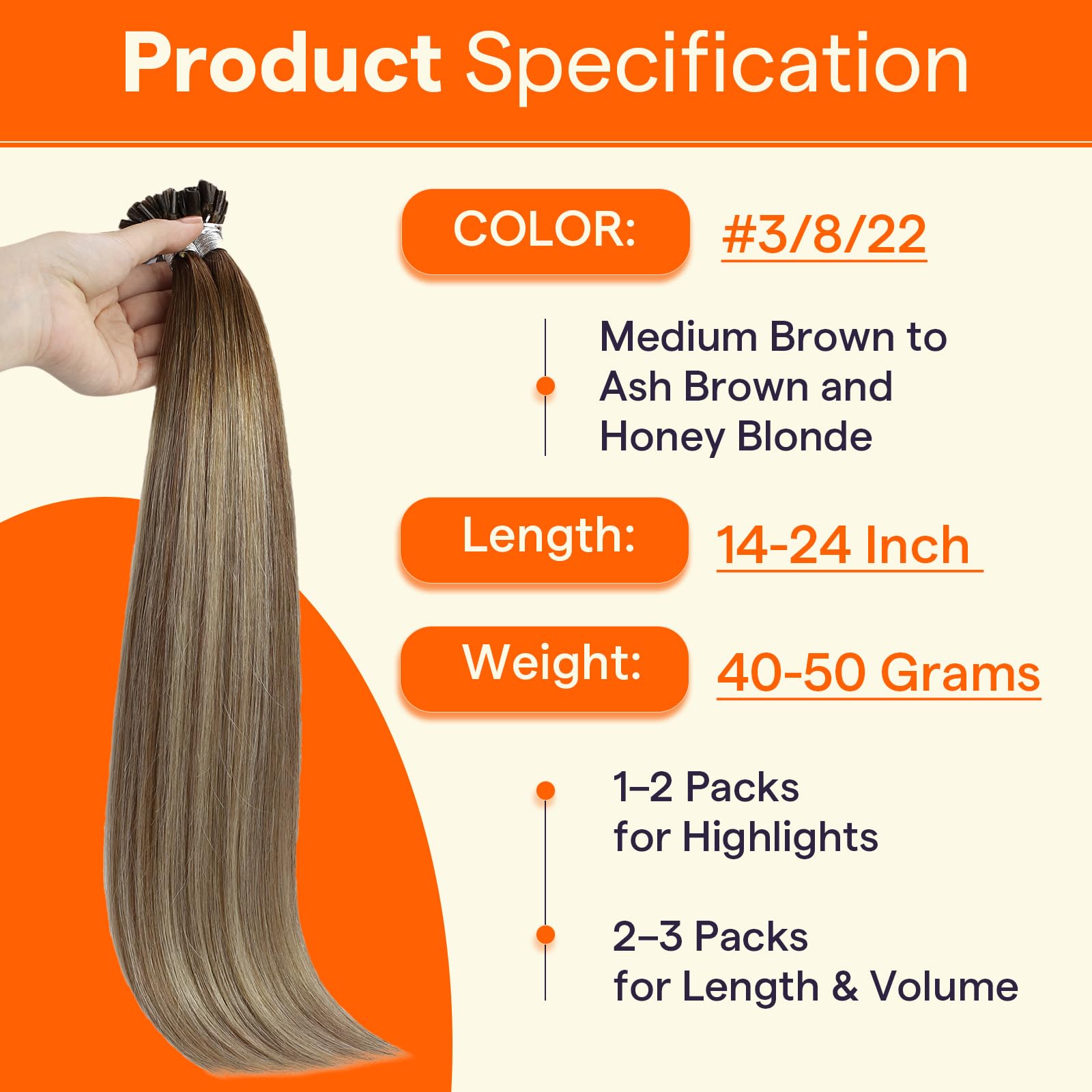 Full Shine lightweight strand-by-strand application provides comfortable wear all day