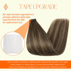 Full Shine Remy hair tape-in offers lightweight, comfortable wear.