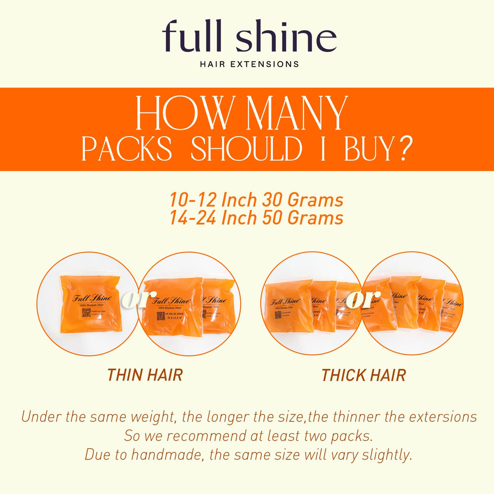 Full Shine 12-inch tape-in extensions for versatile styling and wear.