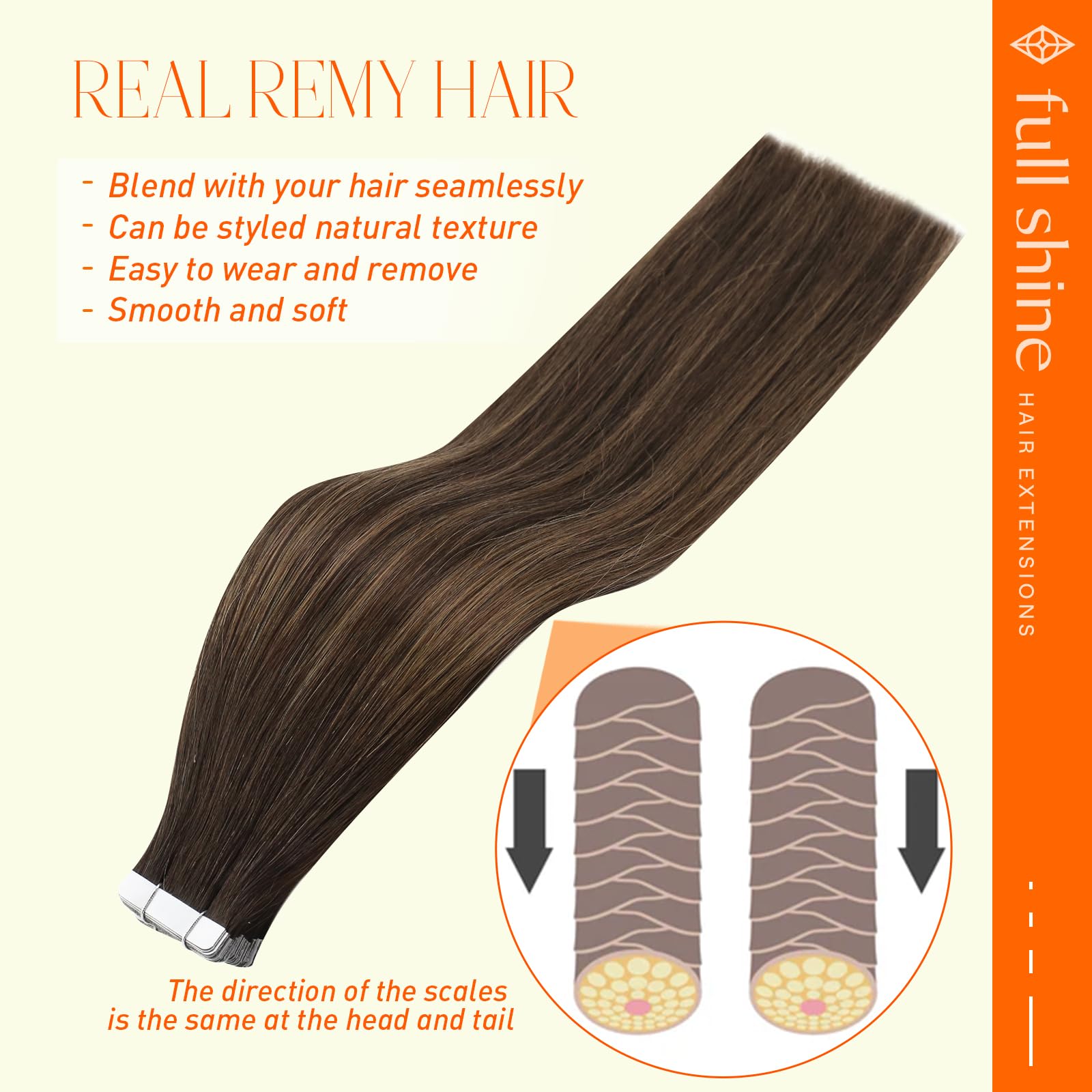 Full Shine color gradient from darkest brown to ash brown blends naturally.