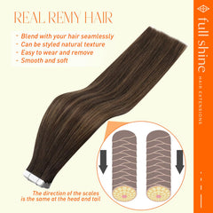 Full Shine color gradient from darkest brown to ash brown blends naturally.