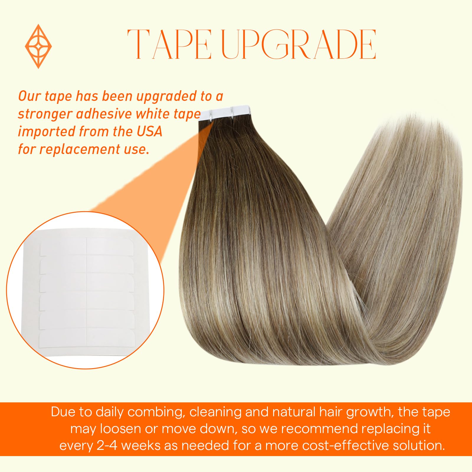 Full Shine seamless blend tape-ins demonstrate an undetectable transition with your own hair