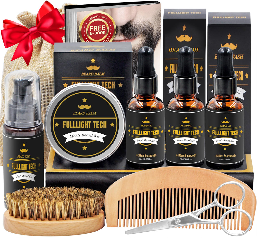 FULLLIGHT TECH beard kit packaging presents premium tools for neat grooming.