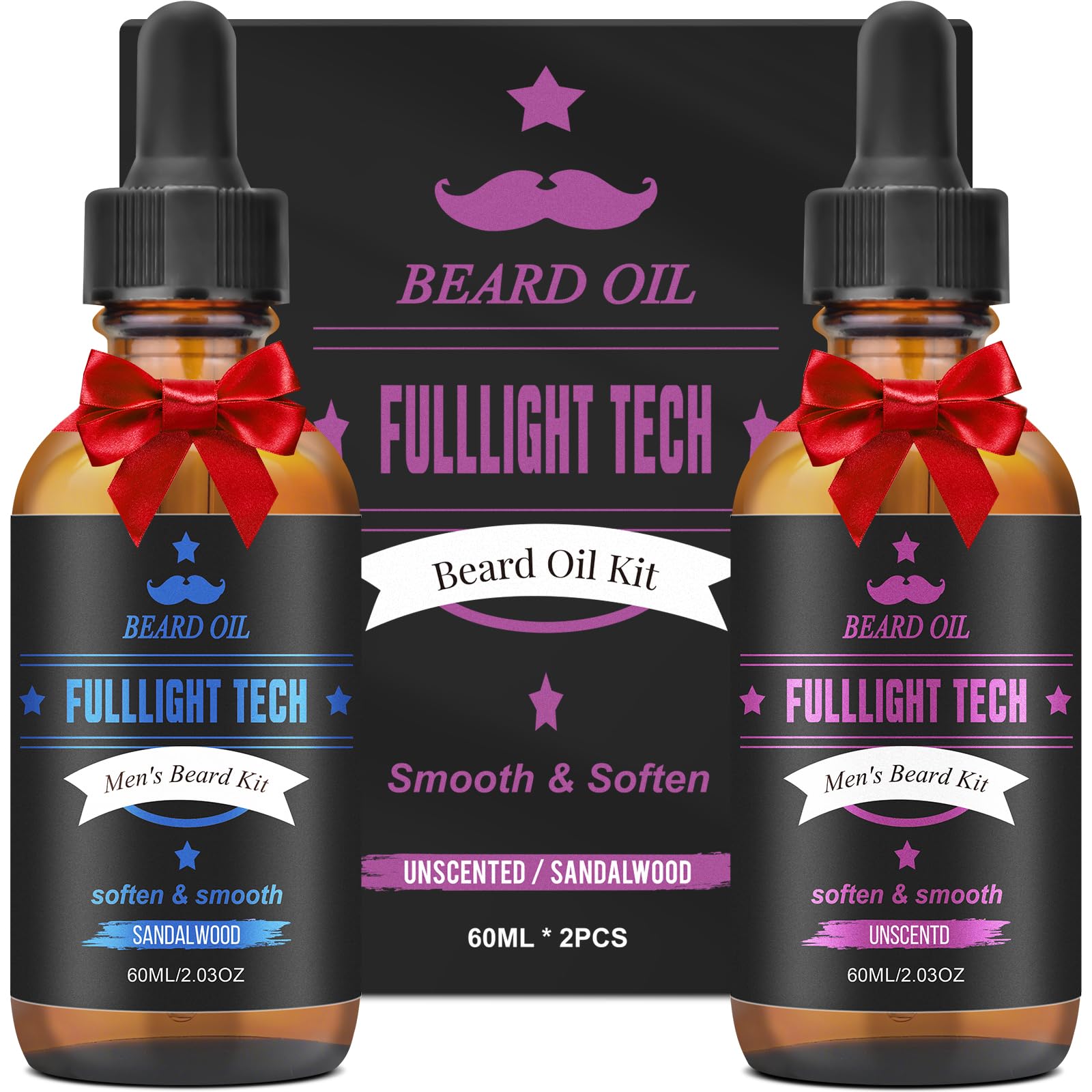 FULLLIGHT TECH beard oil sandalwood bottle hydrates and softens the beard