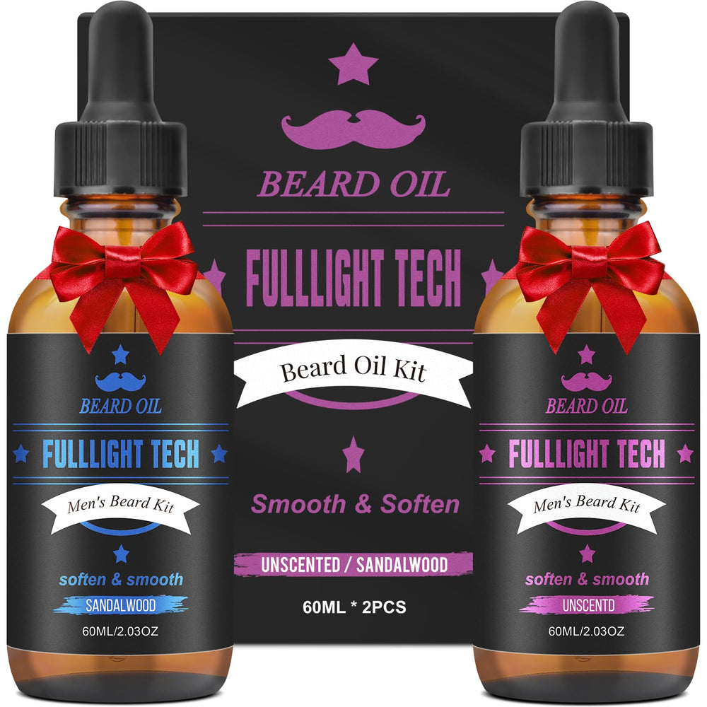 FULLLIGHT TECH beard oil sandalwood bottle hydrates and softens the beard