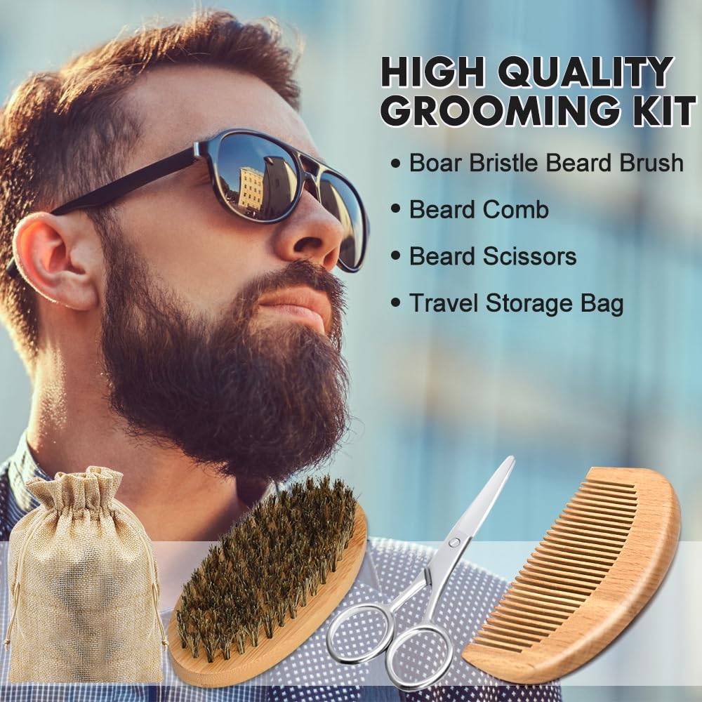 FULLLIGHT TECH boar-hair brush and beard comb distribute oils evenly.