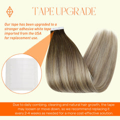 Full Shine dark brown shade 3 to 8 tape-in extensions add depth and seamless transition