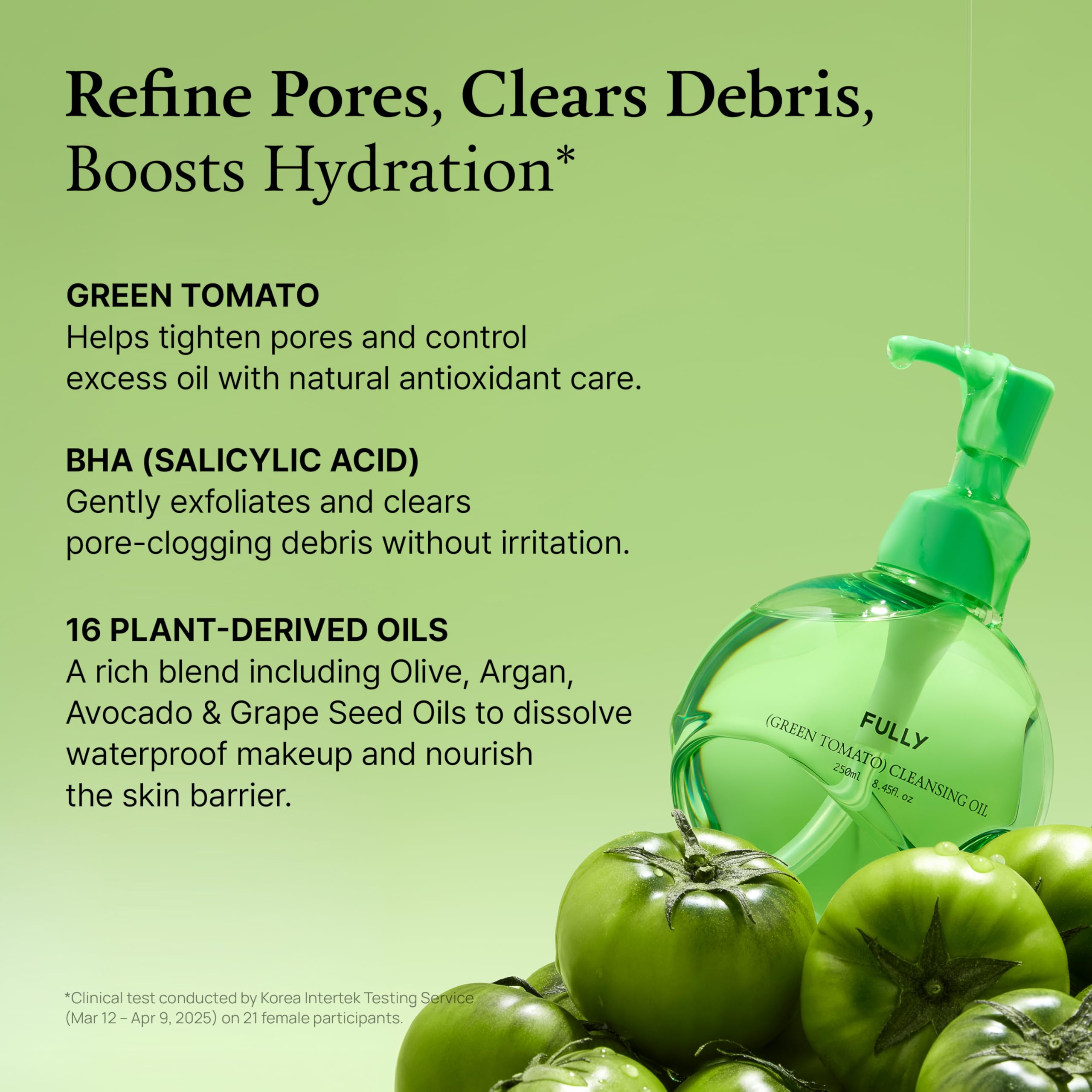 FULLY Green Tomato Cleansing Oil supports balanced skin with no greasy residue