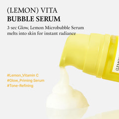 FULLY Lemon Vita Bubble Serum texture showing microbubbles for quick absorption.
