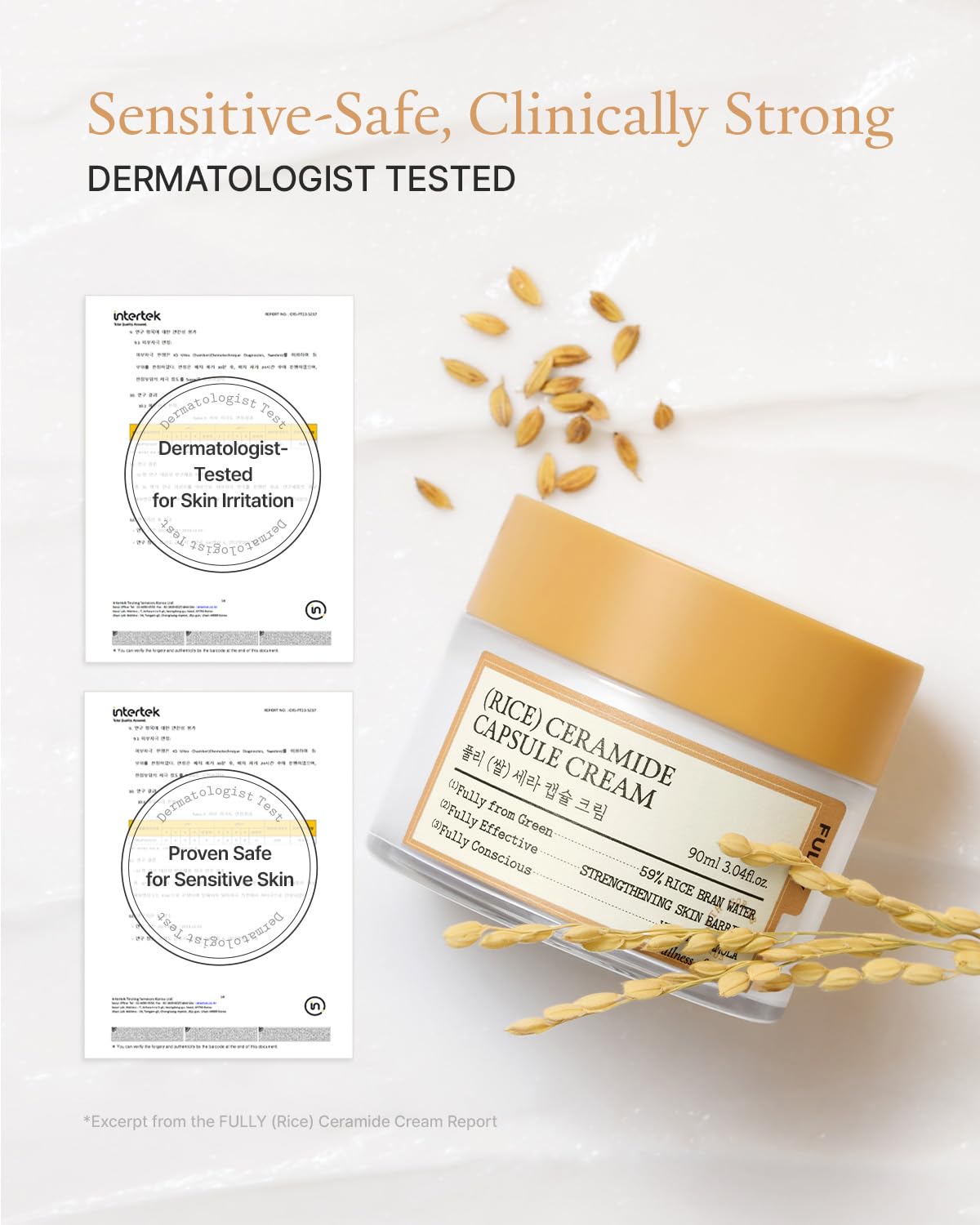 FULLY Rice Ceramide Moisturizing Cream rice water imagery—nourishing care visuals.